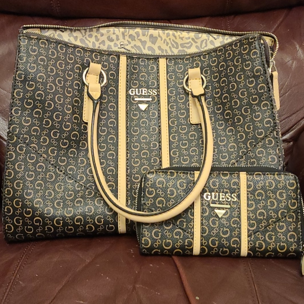 Guess satchel with wallet.